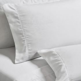 600 Thread Count Cotton Blend Pillowcases, Pandora Embroidered Hem, Set of 2 (Color: White, size: King)