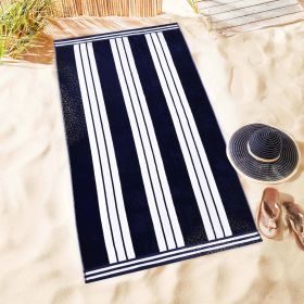 Striped Oversized Cabana Cotton Beach Towel Sets (Quantity: 1 Towel, Color: Blue)
