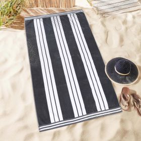 Striped Oversized Cabana Cotton Beach Towel Sets (Quantity: 1 Towel, Color: Charcoal)