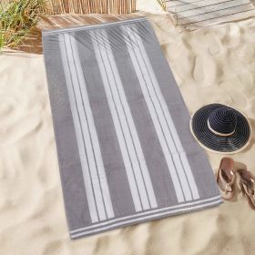 Striped Oversized Cabana Cotton Beach Towel Sets (Quantity: 1 Towel, Color: Light Grey)