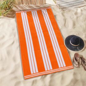 Striped Oversized Cabana Cotton Beach Towel Sets (Quantity: 1 Towel, Color: Orange)