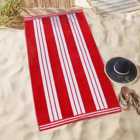 Striped Oversized Cabana Cotton Beach Towel Sets (Quantity: 1 Towel, Color: Red)