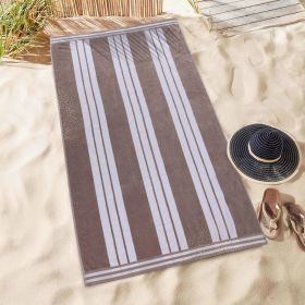 Striped Oversized Cabana Cotton Beach Towel Sets (Quantity: 1 Towel, Color: Taupe)