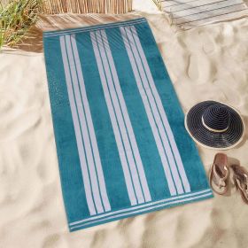 Striped Oversized Cabana Cotton Beach Towel Sets (Quantity: 1 Towel, Color: Turquoise)