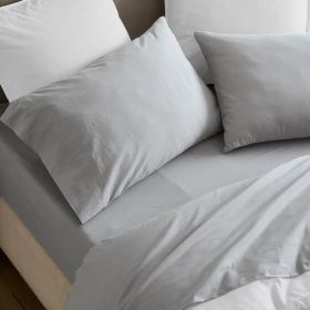 Carmen 100% Cotton Relaxed Wash Pillowcase Set (Color: Silver, size: King)