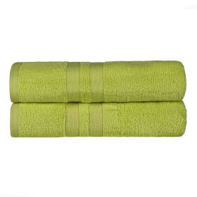 Ultra-Soft Cotton Solid Medium Weight Absorbent Bath Towel Set of 2 (Color: Celery, size: 2 Piece Bath Towels)