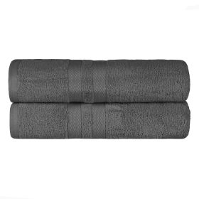 Ultra-Soft Cotton Solid Medium Weight Absorbent Bath Towel Set of 2 (Color: Charcoal, size: 2 Piece Bath Towels)