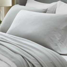 Chloe 100% Cotton Linen Texture Vintage Wash Deep Pocket Bed Pillowcase Set (Color: Silver, size: Standard)
