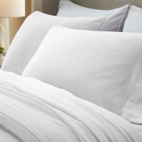 Chloe 100% Cotton Linen Texture Vintage Wash Deep Pocket Bed Pillowcase Set (Color: White, size: King)