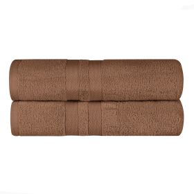 Ultra-Soft Cotton Solid Medium Weight Absorbent Bath Towel Set of 2 (Color: Chocolate, size: 2 Piece Bath Towels)