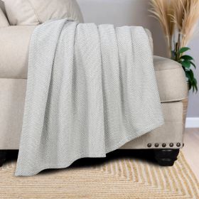 Chrisney Cotton Blanket - Textured Chevron Weave & All Season Comfort (Color: Green, size: Throw)