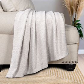 Chrisney Cotton Blanket - Textured Chevron Weave & All Season Comfort (Color: Tan, size: Throw)