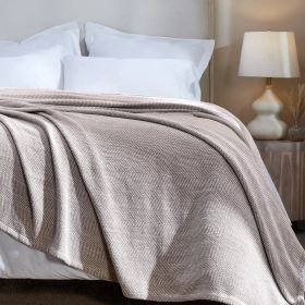 Chrisney Cotton Blanket - Textured Chevron Weave & All Season Comfort (Color: Brown, size: Full/Queen)