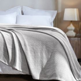 Chrisney Cotton Blanket - Textured Chevron Weave & All Season Comfort (Color: Charcoal, size: Full/Queen)