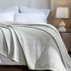 Chrisney Cotton Blanket - Textured Chevron Weave & All Season Comfort (Color: Green, size: Full/Queen)
