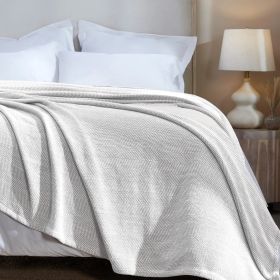 Chrisney Cotton Blanket - Textured Chevron Weave & All Season Comfort (Color: Grey, size: Full/Queen)