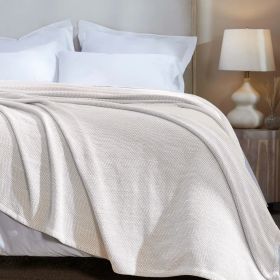 Chrisney Cotton Blanket - Textured Chevron Weave & All Season Comfort (Color: Tan, size: Twin)