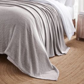 Chrisney Cotton Blanket - Textured Chevron Weave & All Season Comfort (Color: Brown, size: King)