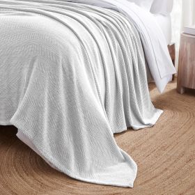 Chrisney Cotton Blanket - Textured Chevron Weave & All Season Comfort (Color: Grey, size: California King)