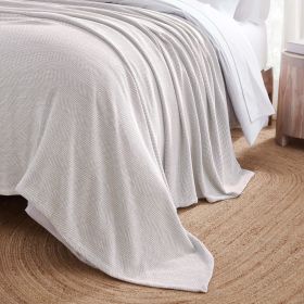 Chrisney Cotton Blanket - Textured Chevron Weave & All Season Comfort (Color: Tan, size: California King)