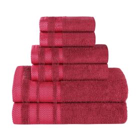Hays Cotton Medium Weight 6 Piece Assorted Bathroom Towel Set (Color: Cranberry, size: 6 Piece Towel Set)