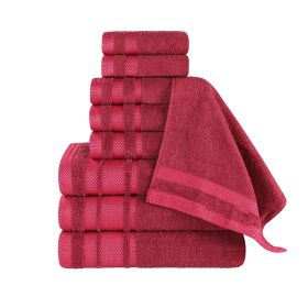 Hays Cotton Medium Weight 9 Piece Assorted Bathroom Towel Set (Color: Cranberry, size: 9 Piece Towel Set)