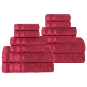 Hays Cotton Medium Weight 12 Piece Assorted Bathroom Towel Set (Color: Cranberry, size: 12 Piece Towel Set)