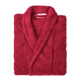 Cotton Ultra Soft Terry Bath Robe Adult Unisex Lightweight Bathrobe (Color: Cranberry, size: medium)