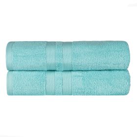 Ultra-Soft Cotton Solid Medium Weight Absorbent Bath Towel Set of 2 (Color: Cyan, size: 2 Piece Bath Towels)