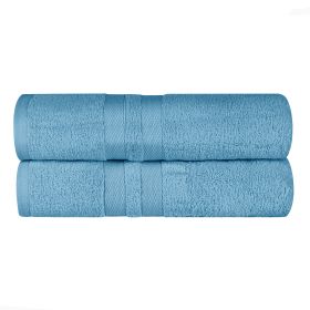 Ultra-Soft Cotton Solid Medium Weight Absorbent Bath Towel Set of 2 (Color: Denim Blue, size: 2 Piece Bath Towels)