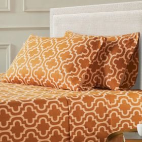 Moroccan Trellis Cotton Flannel 2 Piece Pillowcase Set (Color: Pumpkin, size: Standard)