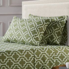 Moroccan Trellis Cotton Flannel 2 Piece Pillowcase Set (Color: Sage, size: Standard)