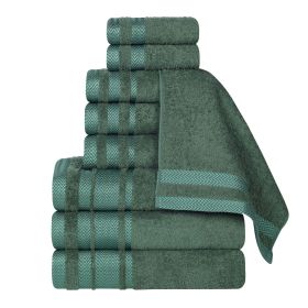 Hays Cotton Medium Weight 9 Piece Assorted Bathroom Towel Set (Color: Forest Green, size: 9 Piece Towel Set)