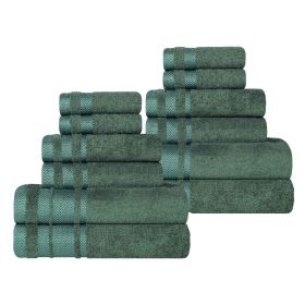 Hays Cotton Medium Weight 12 Piece Assorted Bathroom Towel Set (Color: Forest Green, size: 12 Piece Towel Set)