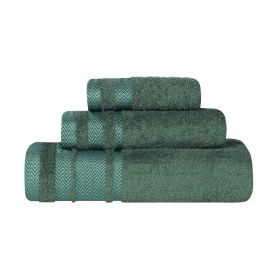 Hays Cotton Medium Weight 3 Piece Assorted Bathroom Towel Set (Color: Forest Green, size: 3 Piece Towel Set)