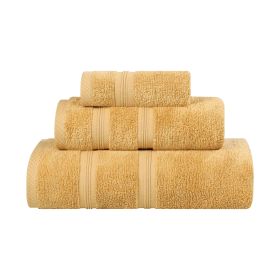 Smart Dry Zero Twist Cotton Medium Weight 3 Piece Assorted Towel Set (Color: Gold, size: 3 Piece Towel Set)