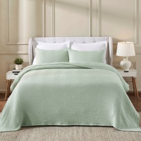 Aswan Cotton Medium Weight Textured Modern Chevron Woven Coverlet (Color: Green, size: King)