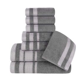 Hays Cotton Medium Weight 8 Piece Assorted Bathroom Towel Set (Color: Grey, size: 8 Piece Towel Set)