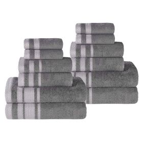Hays Cotton Medium Weight 12 Piece Assorted Bathroom Towel Set (Color: Grey, size: 12 Piece Towel Set)