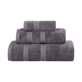 Smart Dry Zero Twist Cotton Medium Weight 3 Piece Assorted Towel Set (Color: Grey, size: 3 Piece Towel Set)