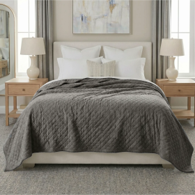 Holly Grid Fluffy Fleece Blanket - Modern Soft Embossed Bed Throw (Color: Charcoal, size: Twin)