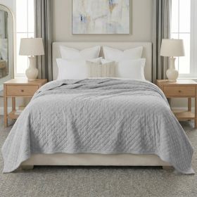 Holly Grid Fluffy Fleece Blanket - Modern Soft Embossed Bed Throw (Color: Platinum, size: Twin)