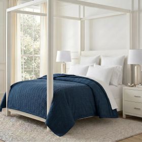 Hope Herringbone Fluffy Fleece Blanket - Soft All-Season Throw (Color: Navy Blue, size: Twin XL)