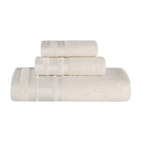 Hays Cotton Medium Weight 3 Piece Assorted Bathroom Towel Set (Color: Ivory, size: 3 Piece Towel Set)