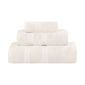 Smart Dry Zero Twist Cotton Medium Weight 3 Piece Assorted Towel Set (Color: Ivory, size: 3 Piece Towel Set)