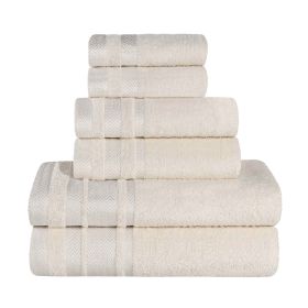 Hays Cotton Medium Weight 6 Piece Assorted Bathroom Towel Set (Color: Ivory, size: 6 Piece Towel Set)