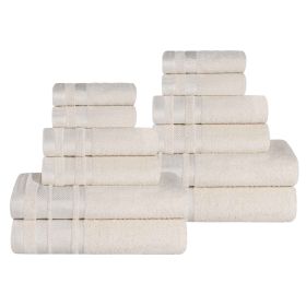 Hays Cotton Medium Weight 12 Piece Assorted Bathroom Towel Set (Color: Ivory, size: 12 Piece Towel Set)