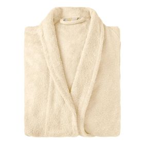 Cotton Ultra Soft Terry Bath Robe Adult Unisex Lightweight Bathrobe (Color: Ivory, size: small)