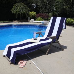 Cabana Striped Cotton Standard Size Chaise Lounge Chair Cover Set (Sets: 1 Piece, Color: Blue)