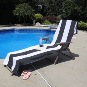 Cabana Striped Cotton Standard Size Chaise Lounge Chair Cover Set (Sets: 1 Piece, Color: Charcoal)